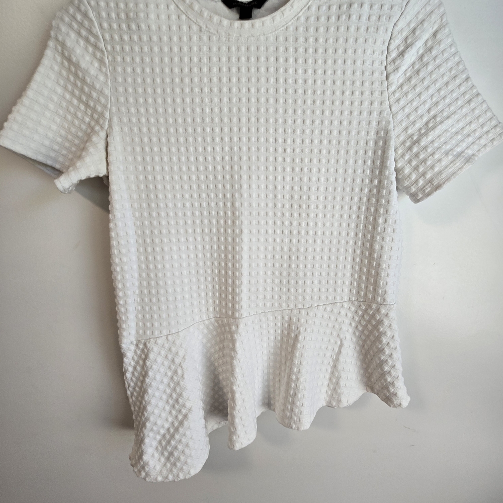 Banana Republic White Textured Short Sleeve Blouse Size S